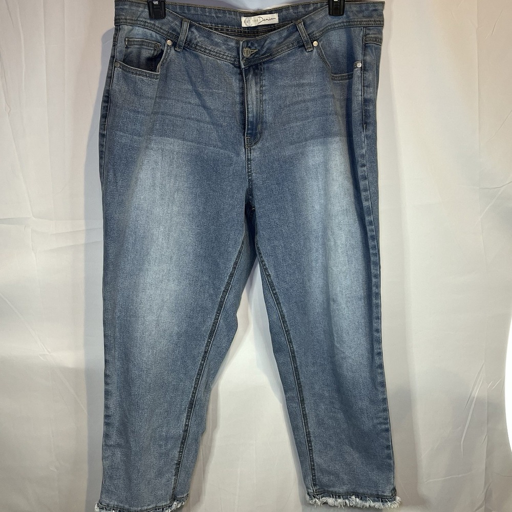 Cato EST. 1946 Womens Cropped Jeans Scalloped Cuff High Rise‎ Size 20W